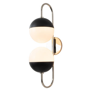 LightFixturesUSA-Modern 2-Light Double Goose Arm Globe Wall Sconce-Wall Sconce-Nickel-