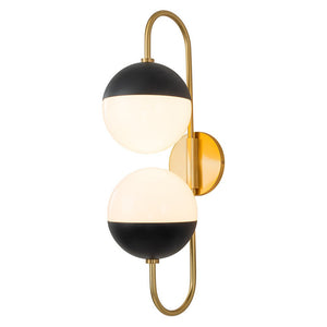 LightFixturesUSA-Modern 2-Light Double Goose Arm Globe Wall Sconce-Wall Sconce-Nickel-