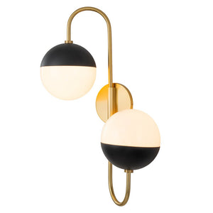 LightFixturesUSA-Modern 2-Light Double Goose Arm Globe Wall Sconce-Wall Sconce-Nickel-
