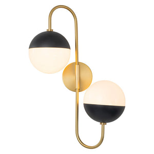 LightFixturesUSA-Modern 2-Light Double Goose Arm Globe Wall Sconce-Wall Sconce-Nickel-