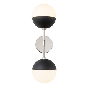LightFixturesUSA-Modern 2-Light Opal Glass Globe Wall Sconce-Wall Sconce-Nickel-