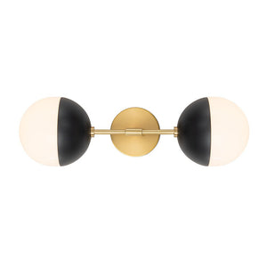 LightFixturesUSA-Modern 2-Light Opal Glass Globe Wall Sconce-Wall Sconce-Nickel-