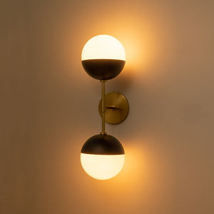 LightFixturesUSA-Modern 2-Light Opal Glass Globe Wall Sconce-Wall Sconce-Nickel-