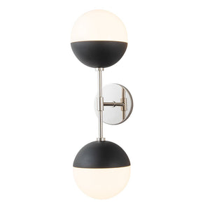 LightFixturesUSA-Modern 2-Light Opal Glass Globe Wall Sconce-Wall Sconce-Nickel-