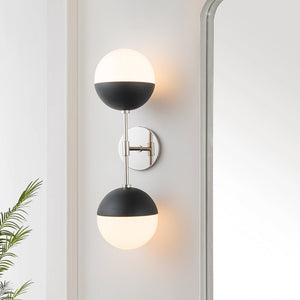 LightFixturesUSA-Modern 2-Light Opal Glass Globe Wall Sconce-Wall Sconce-Nickel-