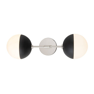 LightFixturesUSA-Modern 2-Light Opal Glass Globe Wall Sconce-Wall Sconce-Nickel-