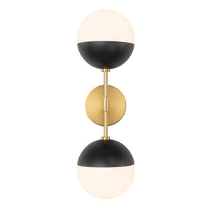 LightFixturesUSA-Modern 2-Light Opal Glass Globe Wall Sconce-Wall Sconce-Nickel-
