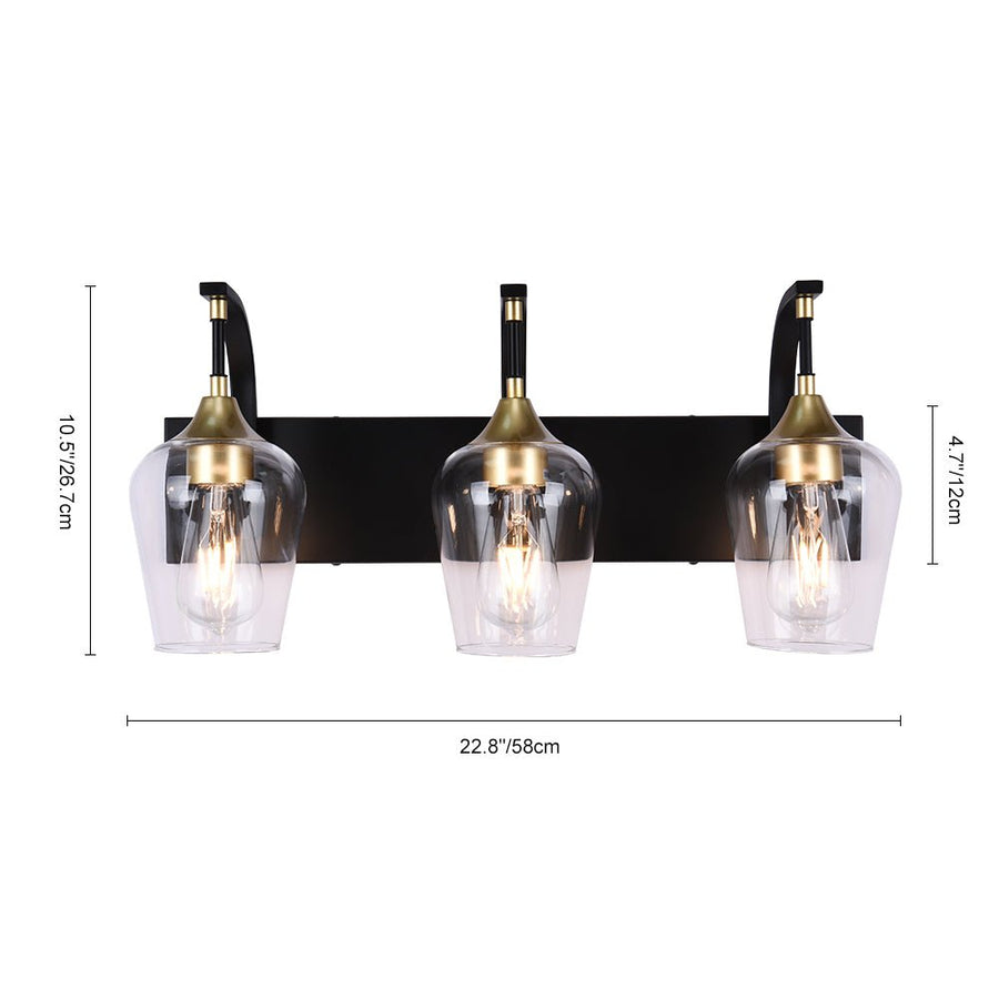 LightFixturesUSA-Modern 3-Light Glass Vanity Light-Wall Sconce--