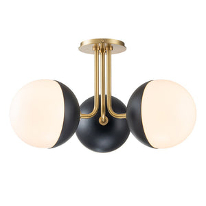 LightFixturesUSA-Modern 3-Light Milky Glass Globe Ceiling Light-Ceiling Light-Nickel-