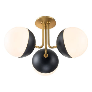 LightFixturesUSA-Modern 3-Light Milky Glass Globe Ceiling Light-Ceiling Light-Nickel-