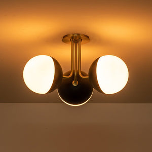 LightFixturesUSA-Modern 3-Light Milky Glass Globe Ceiling Light-Ceiling Light-Nickel-