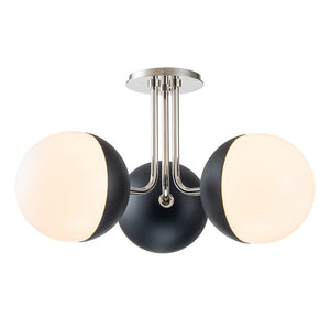 LightFixturesUSA-Modern 3-Light Milky Glass Globe Ceiling Light-Ceiling Light-Nickel-