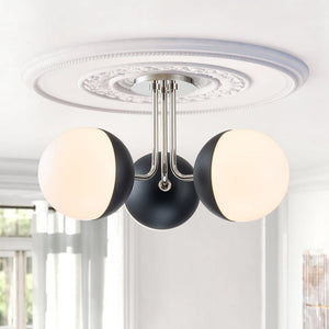 LightFixturesUSA-Modern 3-Light Milky Glass Globe Ceiling Light-Ceiling Light-Nickel-