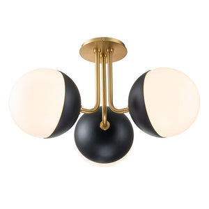 LightFixturesUSA-Modern 3-Light Milky Glass Globe Ceiling Light-Ceiling Light-Nickel-