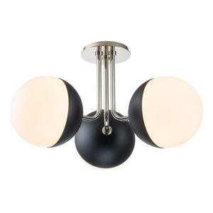 LightFixturesUSA-Modern 3-Light Milky Glass Globe Ceiling Light-Ceiling Light-Nickel-