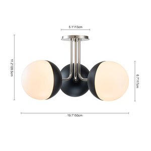 LightFixturesUSA-Modern 3-Light Milky Glass Globe Ceiling Light-Ceiling Light-Nickel-