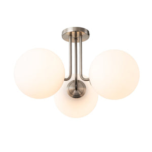 LightFixturesUSA-Modern 3-Light Opal Glass Globe Ceiling Light-Ceiling Light-Black Brass-