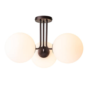 LightFixturesUSA-Modern 3-Light Opal Glass Globe Ceiling Light-Ceiling Light-Brass-