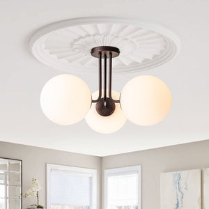 LightFixturesUSA-Modern 3-Light Opal Glass Globe Ceiling Light-Ceiling Light-Orb Rubbed Bronze-