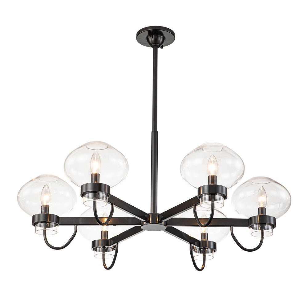 Modern 6 light candle clear glass round chandelier lightfixturesusa