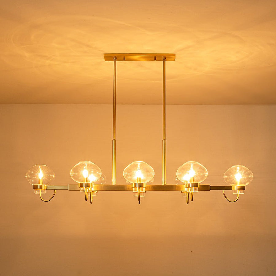 LightFixturesUSA-Modern 8-Light Candle Style Glass Shade Island Chandelier-Chandelier-Black-