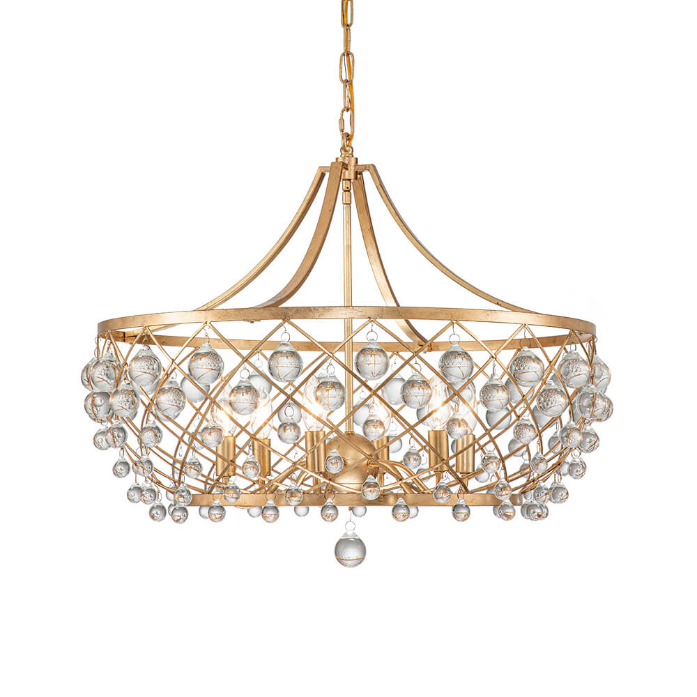 Modern Brass Round Crystal Chandelier LightFixturesUSA Glass
