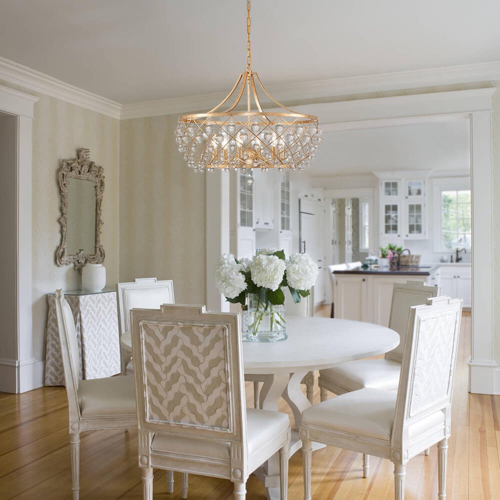 Modern Brass Round Crystal Chandelier | LightFixturesUSA | Glass ...