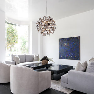 LightFixturesUSA-Modern Chrome Blast Ribbon Pendant Light-Chandelier-12 Lt-