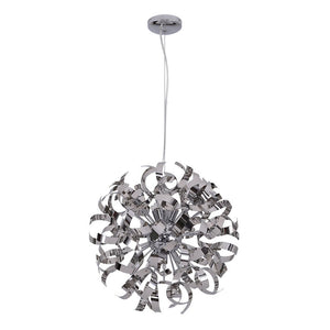 LightFixturesUSA-Modern Chrome Blast Ribbon Pendant Light-Chandelier-8 Lt-