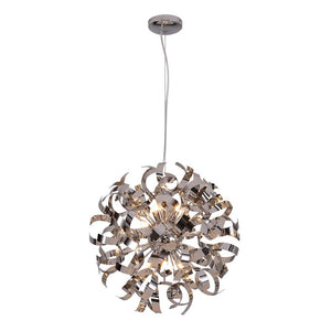 LightFixturesUSA-Modern Chrome Blast Ribbon Pendant Light-Chandelier-8 Lt-
