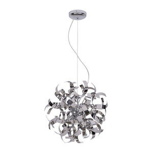 LightFixturesUSA-Modern Chrome Blast Ribbon Pendant Light-Chandelier-8 Lt-