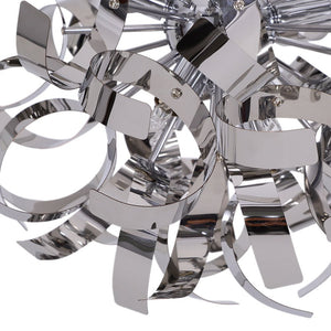 LightFixturesUSA-Modern Chrome Blast Ribbon Pendant Light-Chandelier-8 Lt-