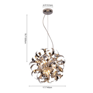 LightFixturesUSA-Modern Chrome Blast Ribbon Pendant Light-Chandelier-8 Lt-