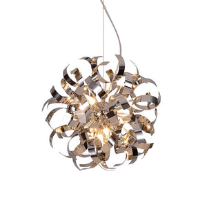 LightFixturesUSA-Modern Chrome Blast Ribbon Pendant Light-Chandelier-8 Lt-