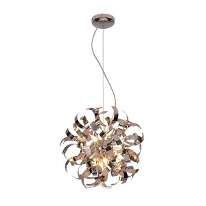 LightFixturesUSA-Modern Chrome Blast Ribbon Pendant Light-Chandelier-8 Lt-