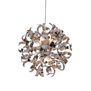 LightFixturesUSA-Modern Chrome Blast Ribbon Pendant Light-Chandelier-8 Lt-