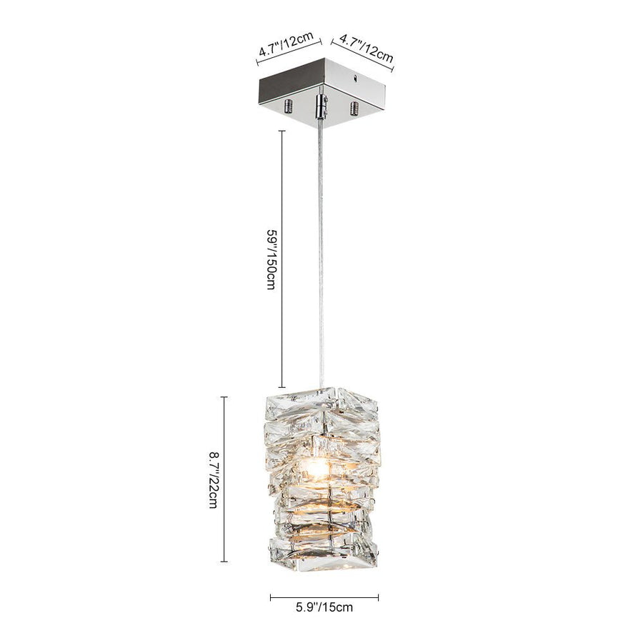 LightFixturesUSA-Modern Chrome Mini Crystal Pendant Light-Pendant Light--