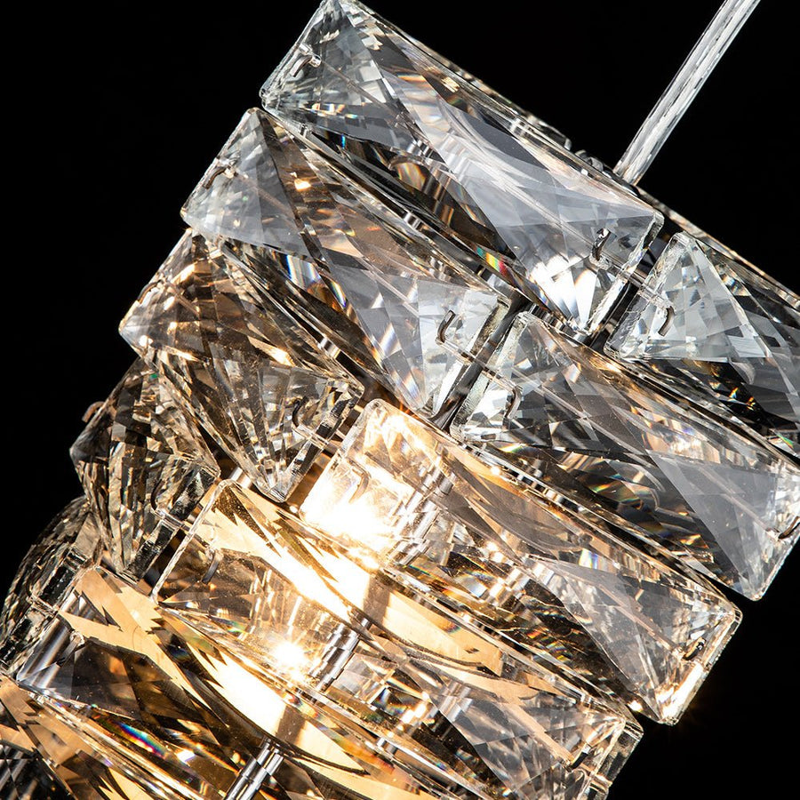 LightFixturesUSA-Modern Chrome Mini Crystal Pendant Light-Pendant Light--