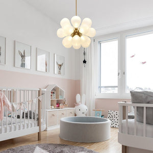 LightFixturesUSA-Modern Cluster Frosted Glass Bubble Chandelier-Chandelier--
