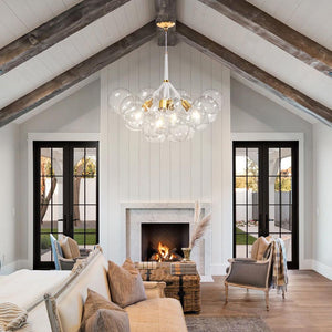LightFixturesUSA-Modern Cluster Glass Bubble Chandelier-Chandelier-White-12 Globes