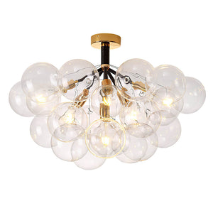 LightFixturesUSA-Modern Cluster Glass Bubble Chandelier / Semi Flush-Chandelier-Black-20 Globes