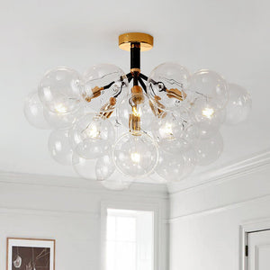 LightFixturesUSA-Modern Cluster Glass Bubble Chandelier / Semi Flush-Chandelier-Black-20 Globes