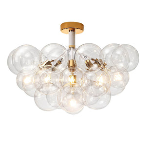 LightFixturesUSA-Modern Cluster Glass Bubble Chandelier / Semi Flush-Chandelier-Black-20 Globes