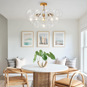 LightFixturesUSA-Modern Cluster Glass Bubble Chandelier / Semi Flush-Chandelier-White-20 Globes