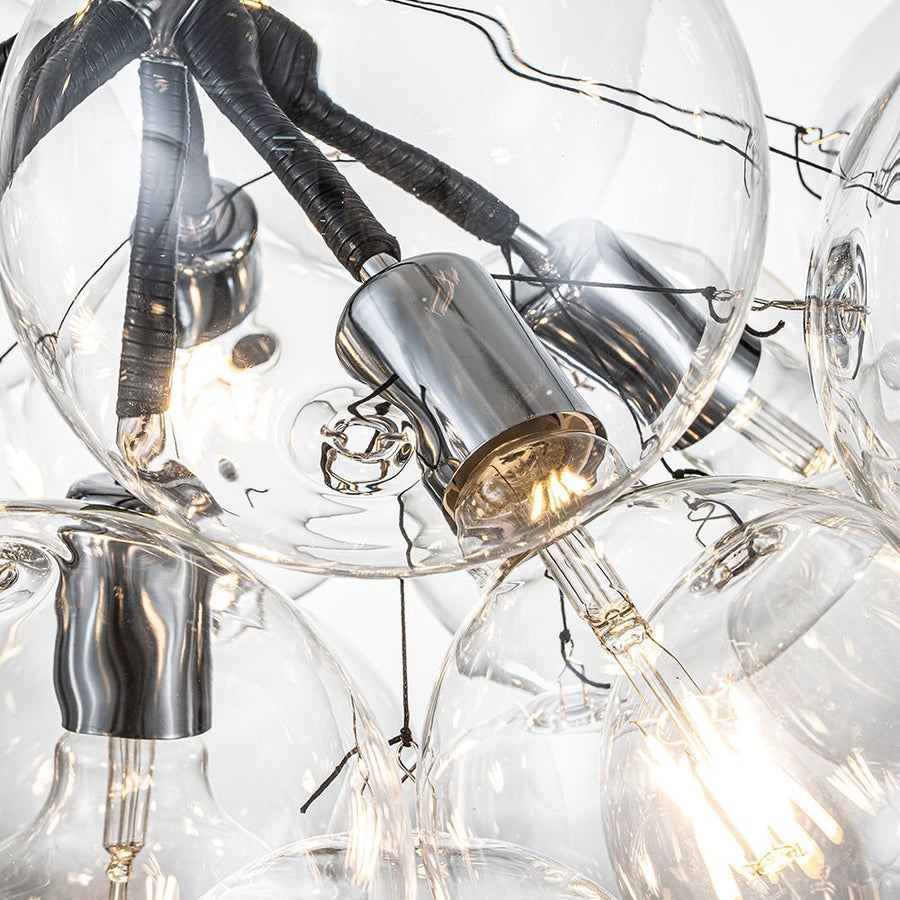 LightFixturesUSA-Modern Cluster Glass Globe Bubble Chandelier-Chandelier-Black-