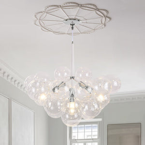 LightFixturesUSA-Modern Cluster Glass Globe Bubble Chandelier-Chandelier-White-