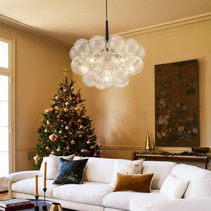 LightFixturesUSA-Modern Cluster Ribbed Glass Globe Bubble Chandelier-Chandelier-Black (Pre-Order)-6-Lt