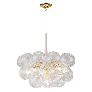 LightFixturesUSA-Modern Cluster Ribbed Glass Globe Bubble Chandelier-Chandelier-White-6-Lt