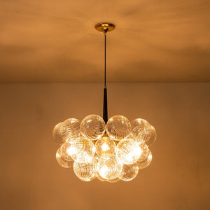 LightFixturesUSA-Modern Cluster Ribbed Glass Globe Bubble Chandelier-Chandelier-White-6-Lt