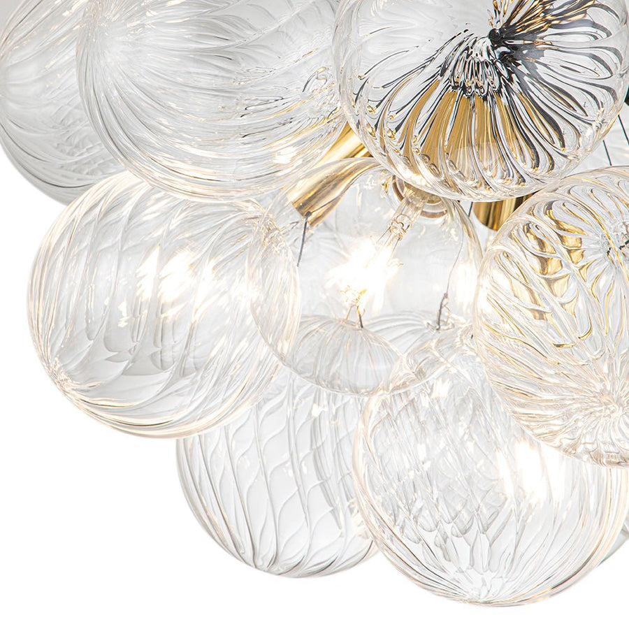 LightFixturesUSA-Modern Cluster Ribbed Glass Globe Bubble Chandelier-Chandelier-White-6-Lt